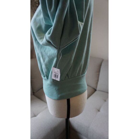 Old Navy Turquoise “Good Vibes” Loose Crew-Neck Cropped Sweatshirt - XS | NWT - Picture 11 of 15